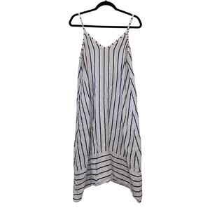 Terzo Millenno Linen Slip Dress Midi Preppy Minimalist Classic Timeless Stripe M